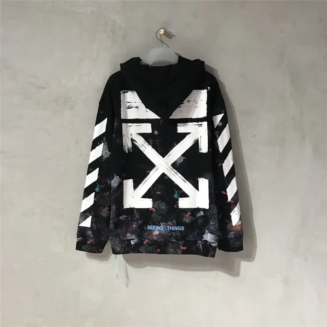 Top tested version OFFWHITE Starry Sky Fireworks Melbourne Limited Splash Ink Hoodie Hooded Pullover Fabric: Customized (more than 490 grams - double-ply large terry fabric at the counter) high-weight fabric made into clothes that look more textured, soft to the touch, super thick, classic version, small dropped shoulders, micro silhouette! Pay attention to the important points~ The weight of more than 490 grams is not exaggerated and does not contain water. Those sellers who brag about the weight can only deceive novice customers. But when you get our goods, the weight and sinking are right there. You can taste it yourself, and the texture does not lie! (100% cotton fabric, no pilling) The white arrows on the back + the stripes on the arms are all made of foam and have a feel and protrusions. The fireworks color system is obtained through contrasting printing. There are eight panels in the whole body. Seven color sets and eight panels are printed in eight times. The first layer is gray, the second layer is white, the third layer is yellow, the fourth layer is green, the fifth layer is blue, the sixth layer is purple, the seventh layer is orange. The last layer is arrow paint printing. The seven colors are layered on each other, which will also create new colors. The arrows on the back and the front squares are first glued and then hung in four layers. The paint has an obvious concave and convex feeling. Quality speaks for itself in the details. The blue letters are electrostatic three-dimensional flocking, which is done separately and then printed through high-temperature thermal transfer‼ ️It can be called a fake killer, you can see that every detail on the clothes is ceiling craftsmanship‼ ️ Size chart